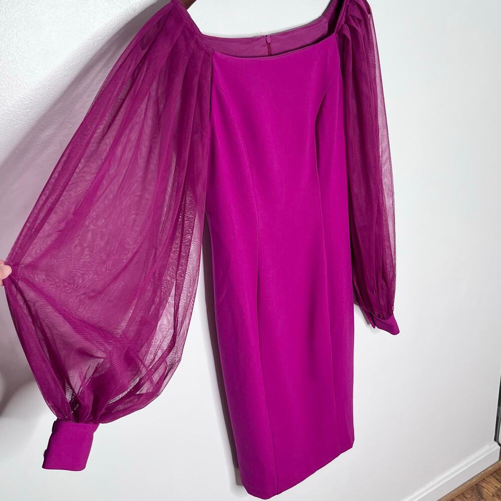 Trina Turk Tamadachi Tulle Sleeve Sheath Dress Pink Size 0 Cocktail - Picture 6 of 11